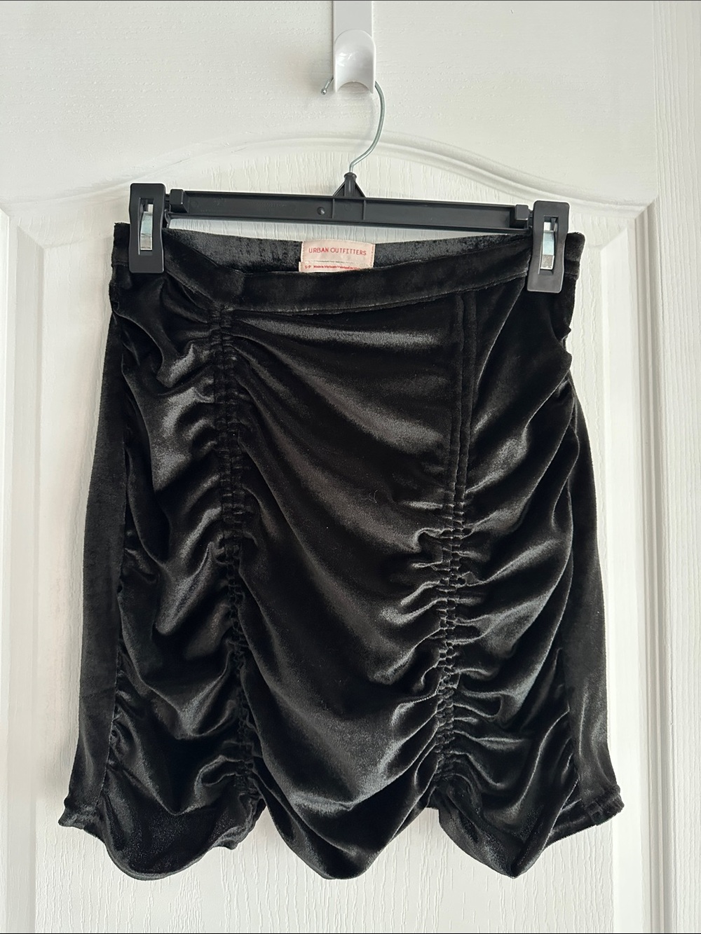 Urban Outfitters Black Velvet Ruched Mini Skirt